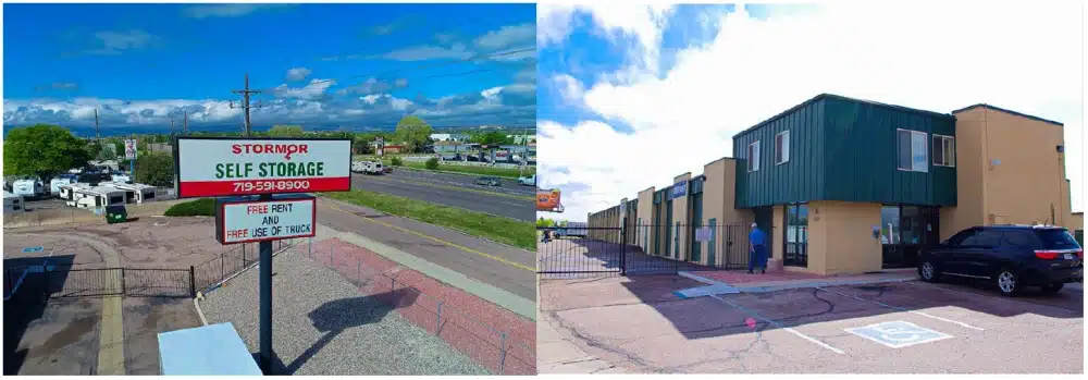 Exterior of Storemor Self Storage facility.