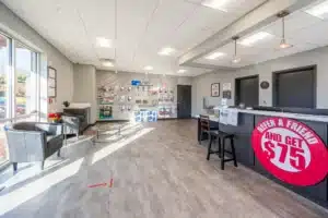 Interior of storage facility office.